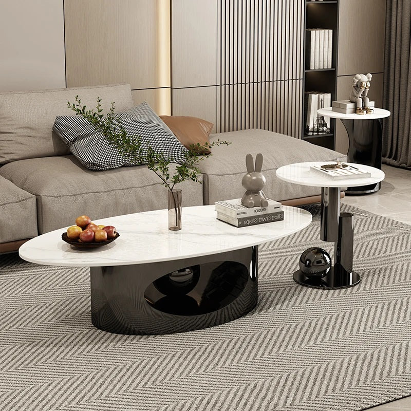 ALDO Tables > Accent Tables 120x60 Black Modern Elegant Black and Golden Marble Effect Coffee Tables