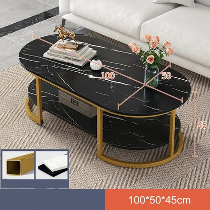 ALDO Tables > Accent Tables Black / With Storage Compartment Modern Marble Style Coffee Tables With and Without Storage Compartments