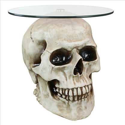 ALDO Tables > Accent Tables Bone Cofee Tea Table Hand Carved Bone Lost Souls Gothic Skull Glass-Topped Table
