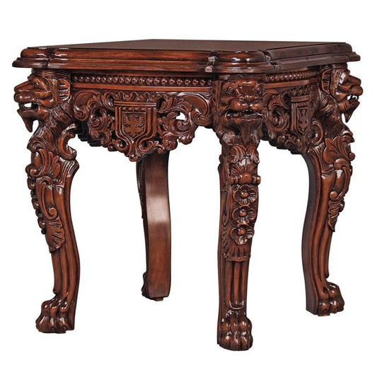 ALDO Tables > Accent Tables Brown Cofee Tea Side Table Grande Hall Lion Legs Hand Carved Mahogany Antique Replica Furniture By Lord Thomas Raffles