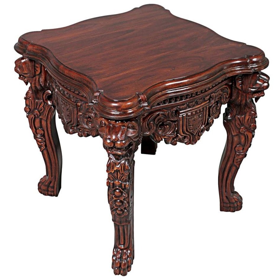 ALDO Tables > Accent Tables Brown Cofee Tea Side Table Grande Hall Lion Legs Hand Carved Mahogany Antique Replica Furniture By Lord Thomas Raffles