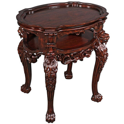 ALDO Tables > Accent Tables Brown Cofee Tea Table With Storage Compartment Hand Ccarved Mahogany Antique Replica Furniture By Lord Thomas Samford Raffles