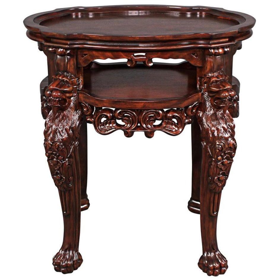 ALDO Tables > Accent Tables Brown Cofee Tea Table With Storage Compartment Hand Ccarved Mahogany Antique Replica Furniture By Lord Thomas Samford Raffles