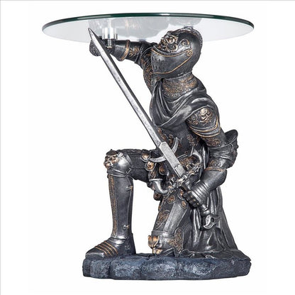 ALDO Tables > Accent Tables Dark Gray Cofee Tea Medieval  Gothic Knight Glass-Topped Sculptural Table by artist Gary Chang