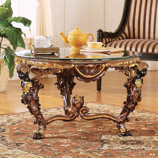 ALDO Tables > Accent Tables French Louis XIV Hand-Carved Antique Sculptural Cocktail Coffee Table
