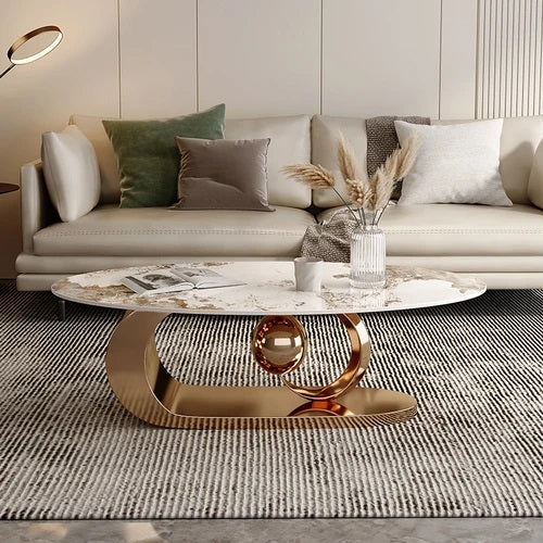 ALDO Tables > Accent Tables Gold Modern Luxury Elegant Black and Golden Marble Effect Single Coffee Tables