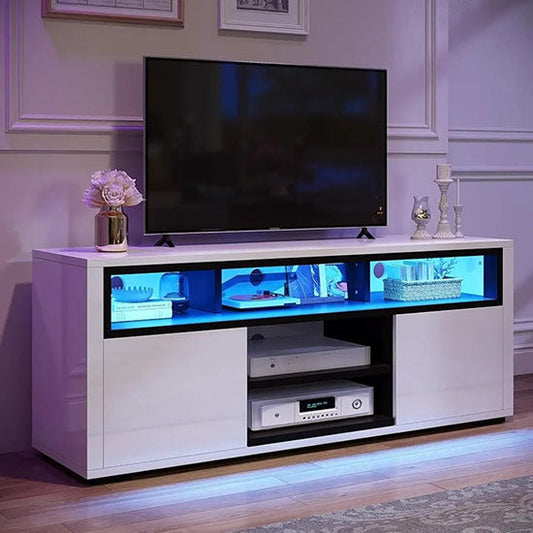 ALDO Tables > Accent Tables Modern Elegant TV Stand Tables With StorageCabinets and LED Lights