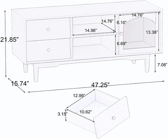 ALDO Tables > Accent Tables Modern Elegant White TV Stand Tables With Storage Compartments and Glass Door Cabinet