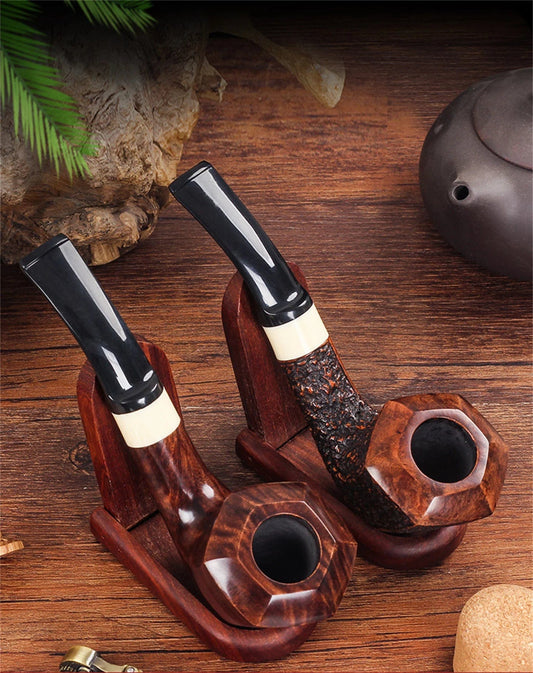 ALDO Tobacco Products / Smoking Pipes / Hand Made Hexagonal Briar Wood 9mm  Gentleman Curved Vintage Smoking Tobacco Pipe