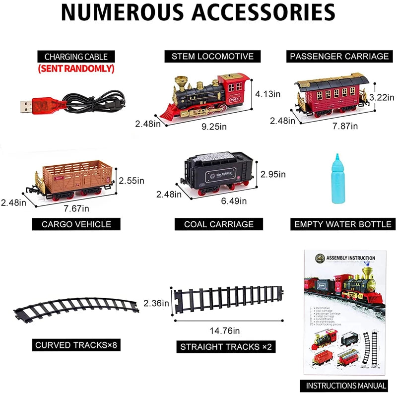 ALDO Toys & Games 9.5 "long x 2.48"wide x 4.1" high / new / metal and plastic Classic Christmass Electric Red Train Toy Children's Railway Train with Remote Control, Steam,LED and Sound