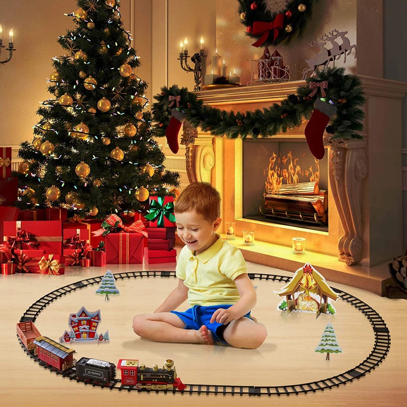 ALDO Toys & Games 9.5 "long x 2.48"wide x 4.1" high / new / metal and plastic Classic Christmass Electric Red Train Toy Children's Railway Train with Remote Control, Steam,LED and Sound