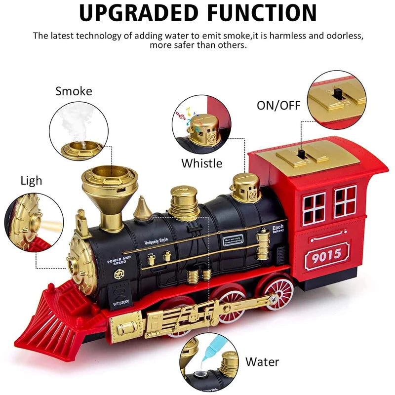 ALDO Toys & Games 9.5 "long x 2.48"wide x 4.1" high / new / metal and plastic Classic Christmass Electric Red Train Toy Children's Railway Train with Remote Control, Steam,LED and Sound