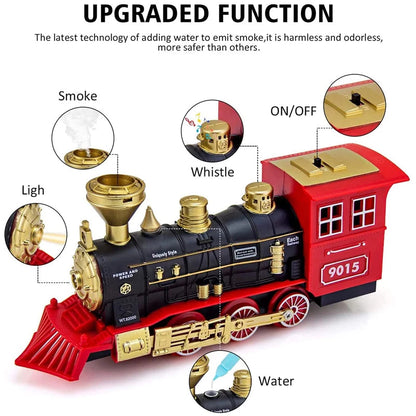 ALDO Toys & Games 9.5 "long x 2.48"wide x 4.1" high / new / metal and plastic Classic Christmass Electric Red Train Toy Children's Railway Train with Remote Control, Steam,LED and Sound