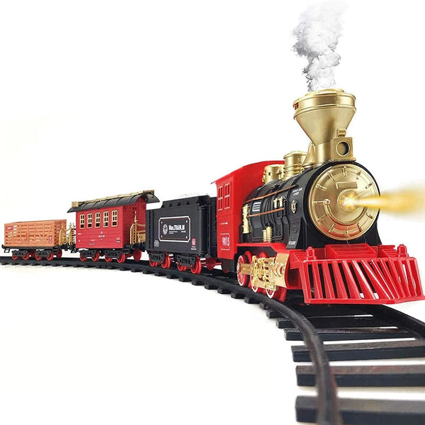 ALDO Toys & Games 9.5 "long x 2.48"wide x 4.1" high / new / metal and plastic Classic Christmass Electric Red Train Toy Children's Railway Train with Remote Control, Steam,LED and Sound