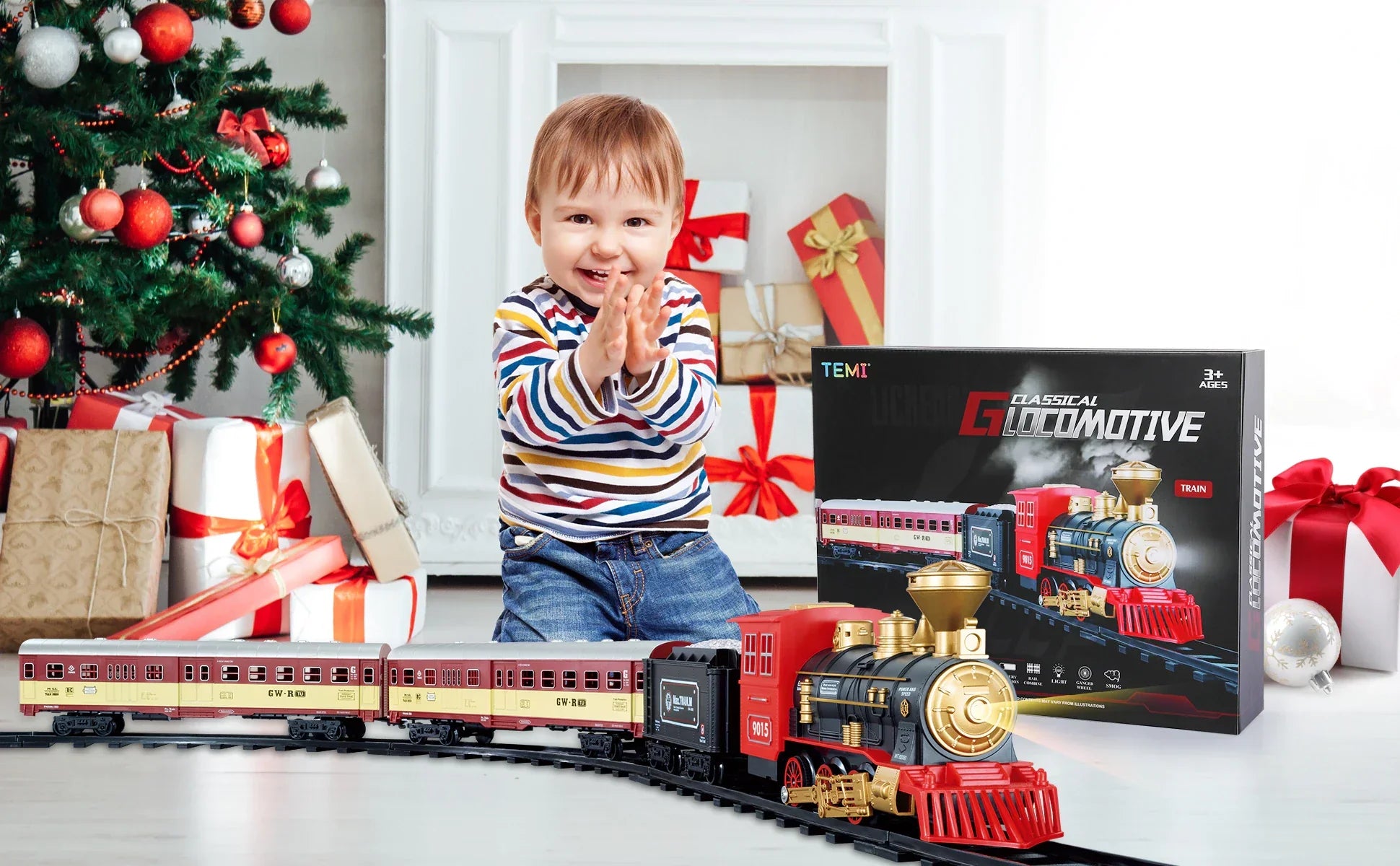 ALDO Toys & Games Classic Christmas Electric Train Toy Children's Railway Train with Steam and Sound