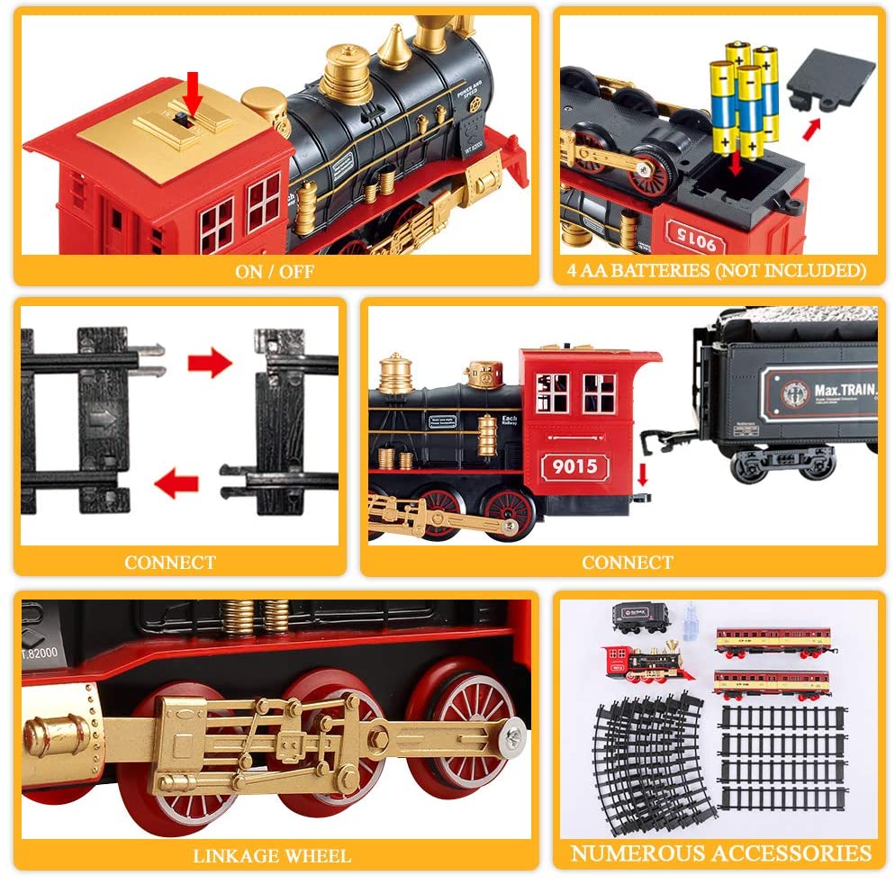 ALDO Toys & Games Classic Christmas Electric Train Toy Children's Railway Train with Steam and Sound