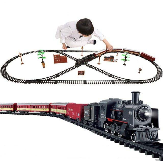 ALDO Toys & Games Large / metal and plastic Classic Christmas Electric Train Toy Children's Railway Train with Steam and Sound