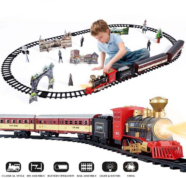 ALDO Toys & Games Small / metal and plastic Classic Christmas Electric Train Toy Children's Railway Train with Steam and Sound