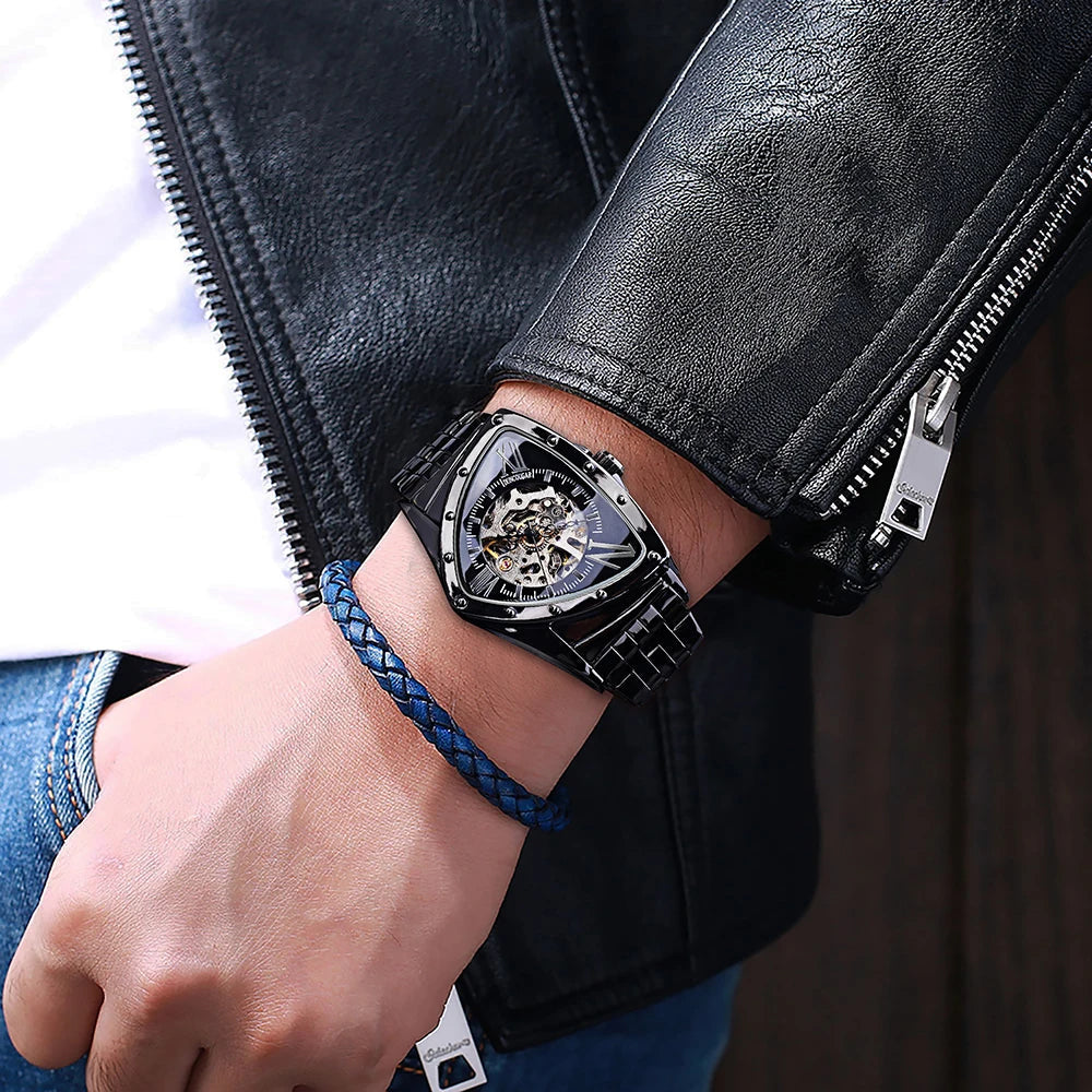 Jaragar Décor > Watches Aviator DUNCOUGAR Man's Luxury Wrist Sport Black Triangle Skeleton Watch Automatic Design Movement Waterproof