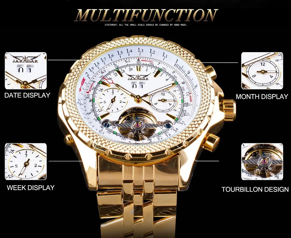 Jaragar Décor > Watches Aviator Man's Luxury Wrist Sport Multifunction Watch Automatic Tourbillion Design Movement Date Day,Week & Month Calendar Waterproof