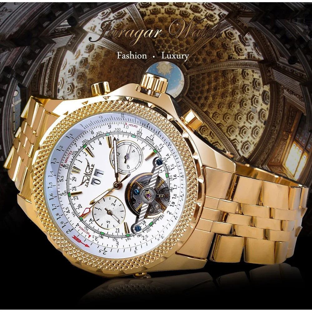 Jaragar Décor > Watches Aviator Man's Luxury Wrist Sport Multifunction Watch Automatic Tourbillion Design Movement Date Day,Week & Month Calendar Waterproof