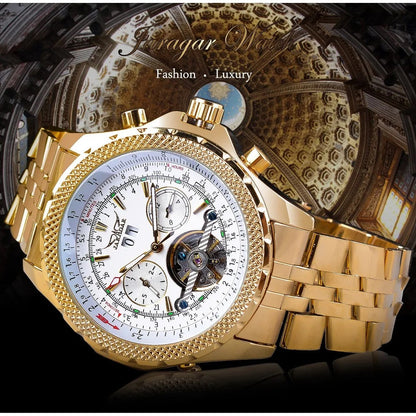 Jaragar Décor > Watches Aviator Man's Luxury Wrist Sport Multifunction Watch Automatic Tourbillion Design Movement Date Day,Week & Month Calendar Waterproof