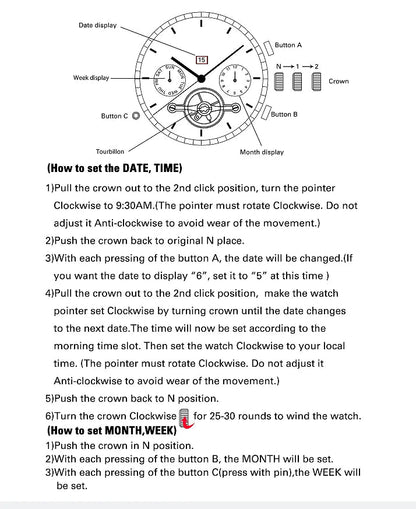 Jaragar Décor > Watches Aviator Man's Luxury Wrist Sport Multifunction Watch Automatic Tourbillion Design Movement Date Day,Week & Month Calendar Waterproof