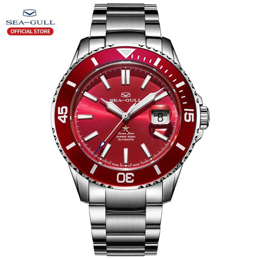 Jaragar Décor > Watches Red Face Sea- Gull Original Official World Famous  Man's Luxury Ocean Star Luminous  Wristwatch Sport 20Bar Diving Waterproof Automatic Movement