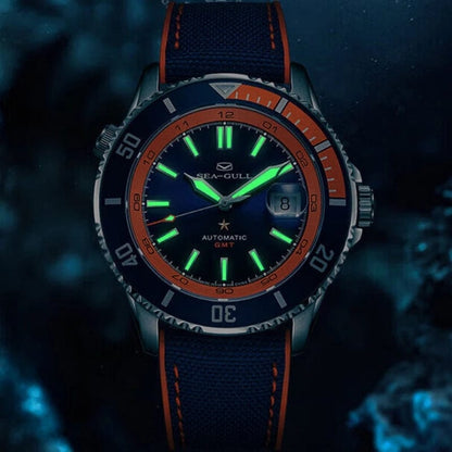 Jaragar Décor > Watches Sea- Gull Original Official World Famous  Man's Luxury Ocean Star Dual Time Zone Wristwatch Sport 200 Diving Waterproof Automatic Movement