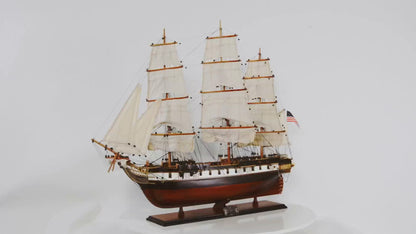 United States Navy USS Constellation Tall Ship  Wood Model Sailboat Assembled
